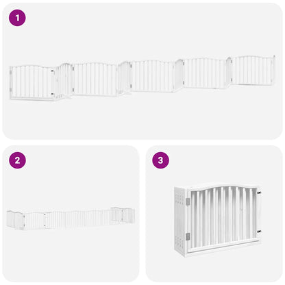 Vidaxl Puerta De Perros Plegable 10 Paneles Madera Álamo Blanca 800 Cm_4