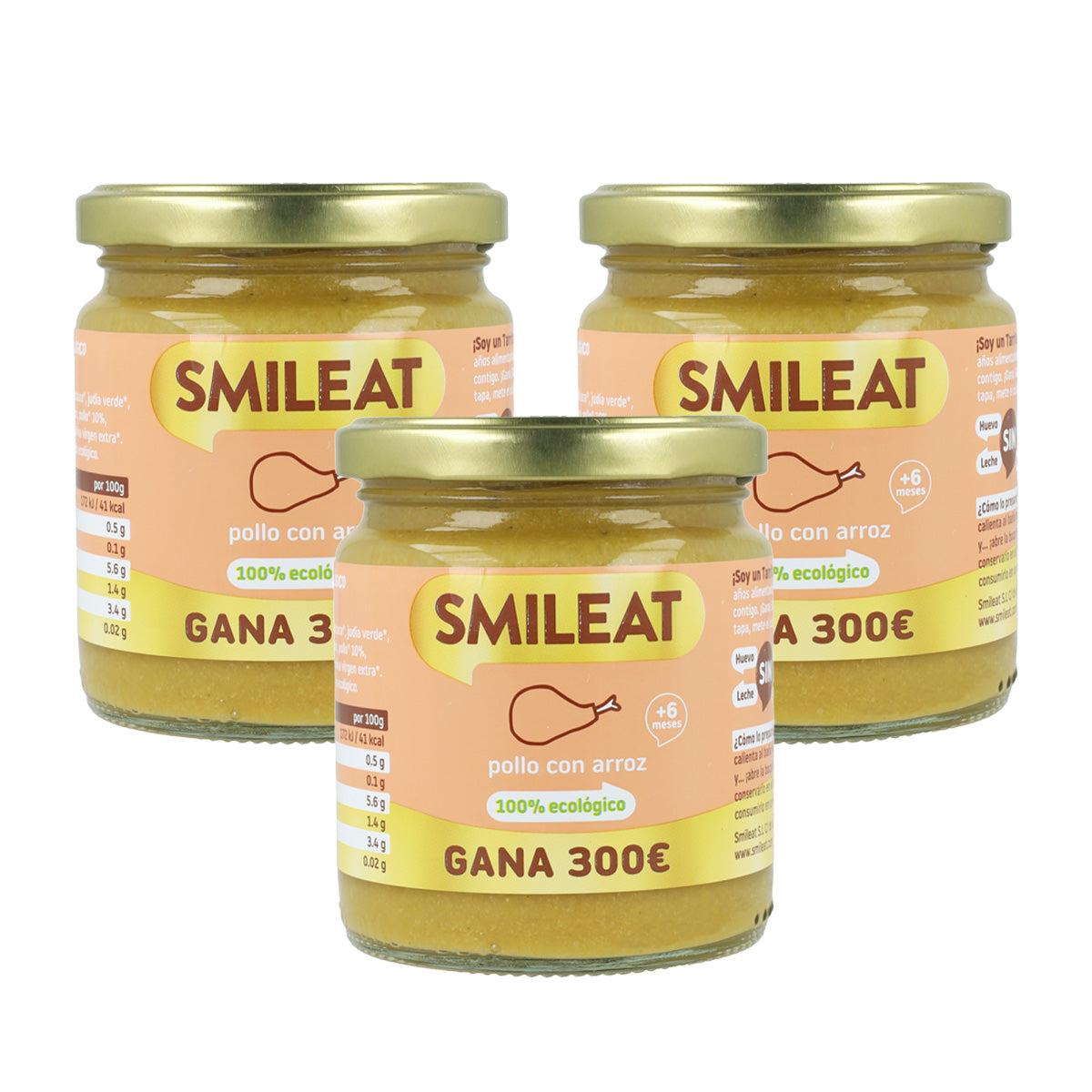Pack 3x Tarrito BIO Pollo con Arroz +6 meses Smileat 230g