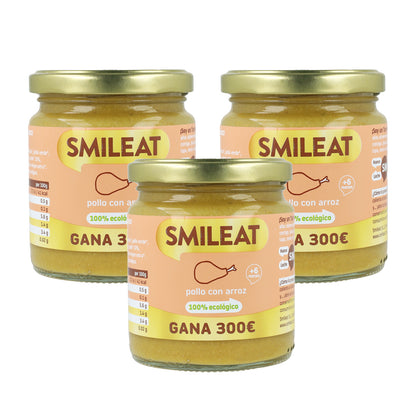 Pack 3x Tarrito BIO Pollo con Arroz +6 meses Smileat 230g