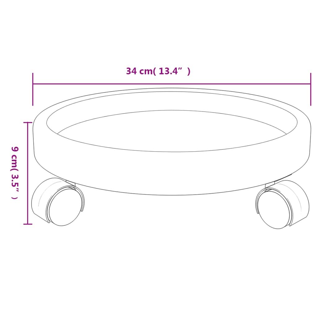Vidaxl Soporte Para Plantas Con Ruedas 2 Uds Gris Diámetro 34 Cm 35 Kg_2