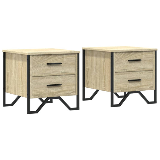 Mesitas Noche 2 Uds Madera Ingeniería Roble Sonoma 40x41x40 Cm_0