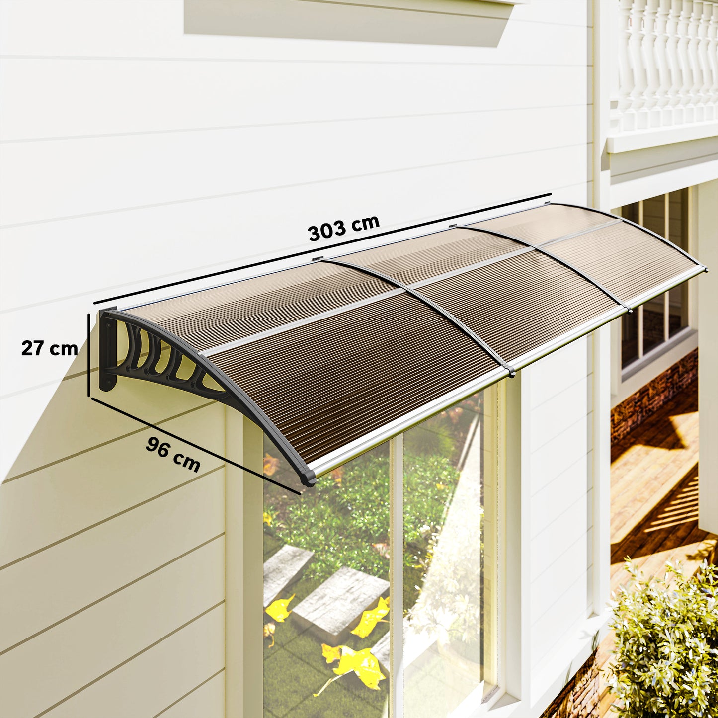Outsunny Tejadillo De Protección 303x96 Cm Para Puertas Y Ventanas Marrón_2