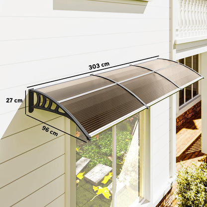 Outsunny Tejadillo De Protección 303x96 Cm Para Puertas Y Ventanas Marrón_2