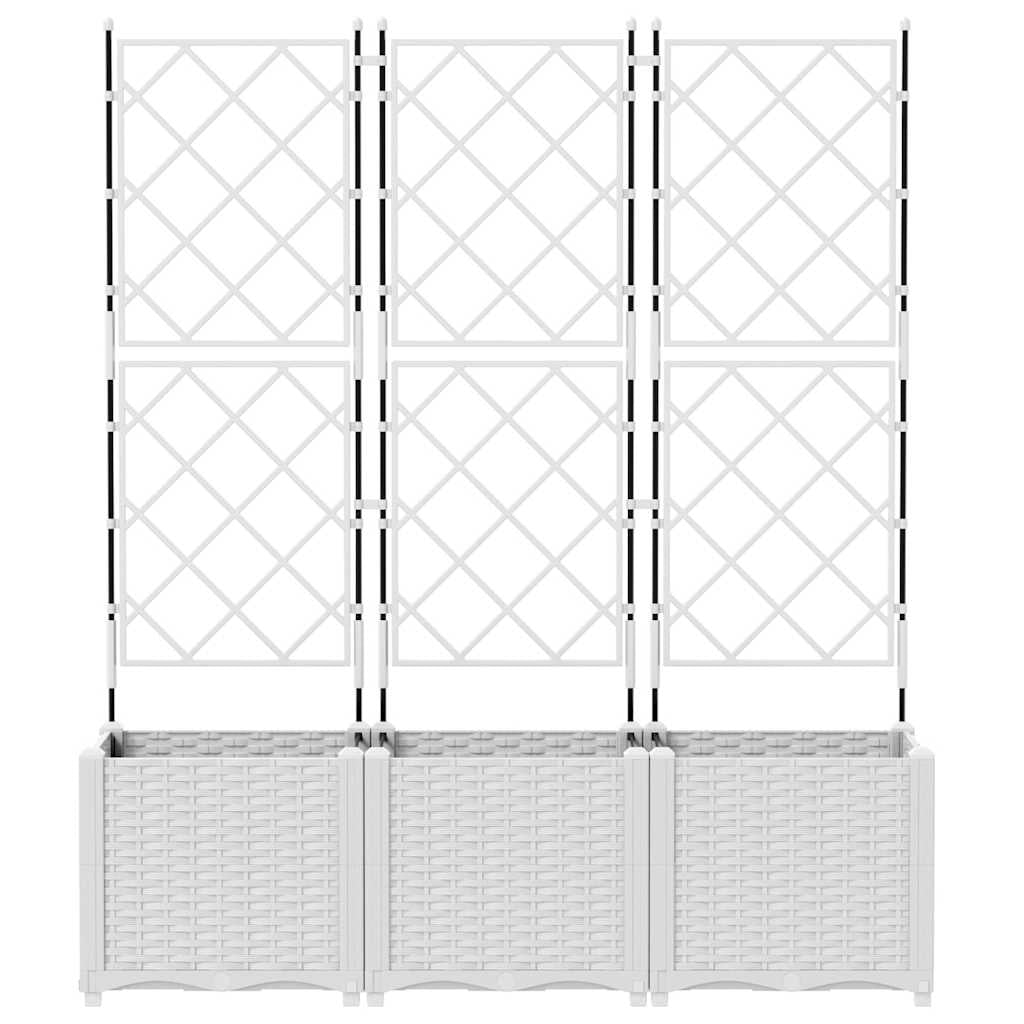 Vidaxl Maceta De Jardín Con Enrejado 3 Pcs Blanco 120 X 40 X 143 Cm Pp_4