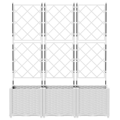 Vidaxl Maceta De Jardín Con Enrejado 3 Pcs Blanco 120 X 40 X 143 Cm Pp_4