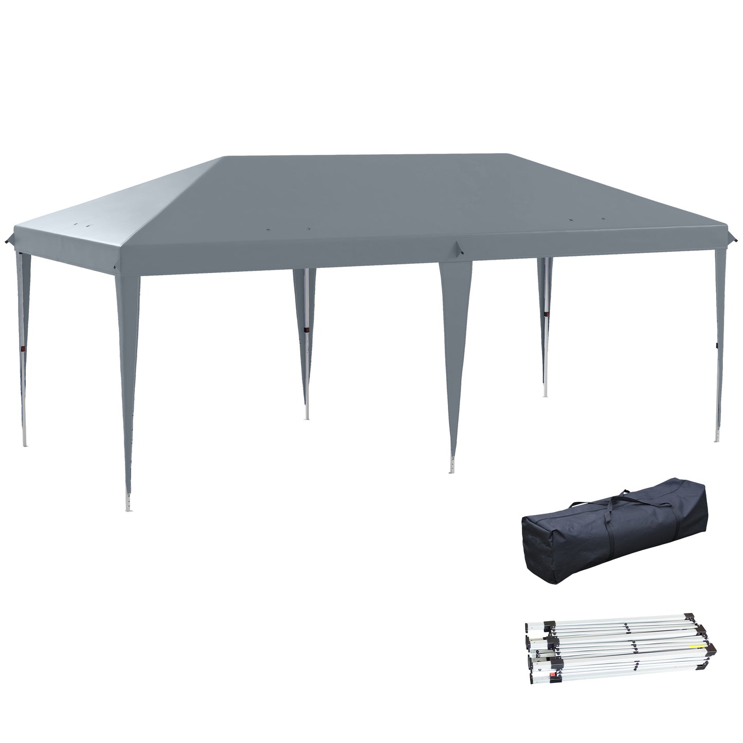 Outsunny Carpa Plegable 6x3 M Con Altura Ajustable Y Toldo Anti-uv Gris Claro_0