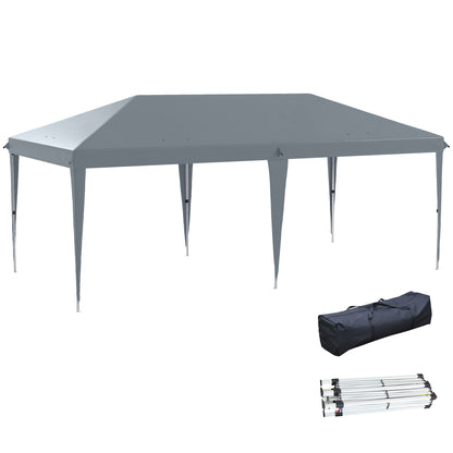 Outsunny Carpa Plegable 6x3 M Con Altura Ajustable Y Toldo Anti-uv Gris Claro_0