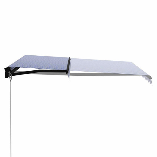 Toldo Manual Retráctil Azul Y Blanco 350x250 Cm_0