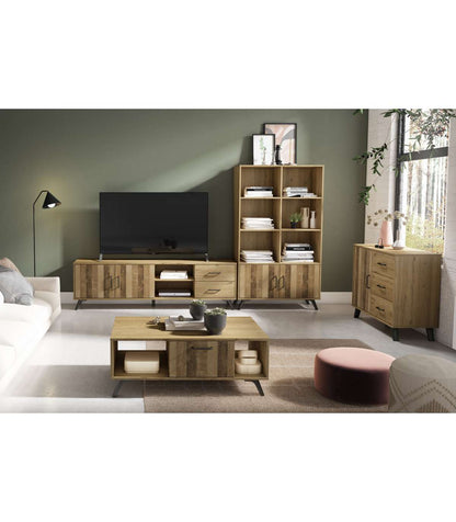 Mueble Televisión Nora 2 Puertas 2 Cajones Acabado Natural, 180.5cm(ancho) 53.1cm(alto) 4_5