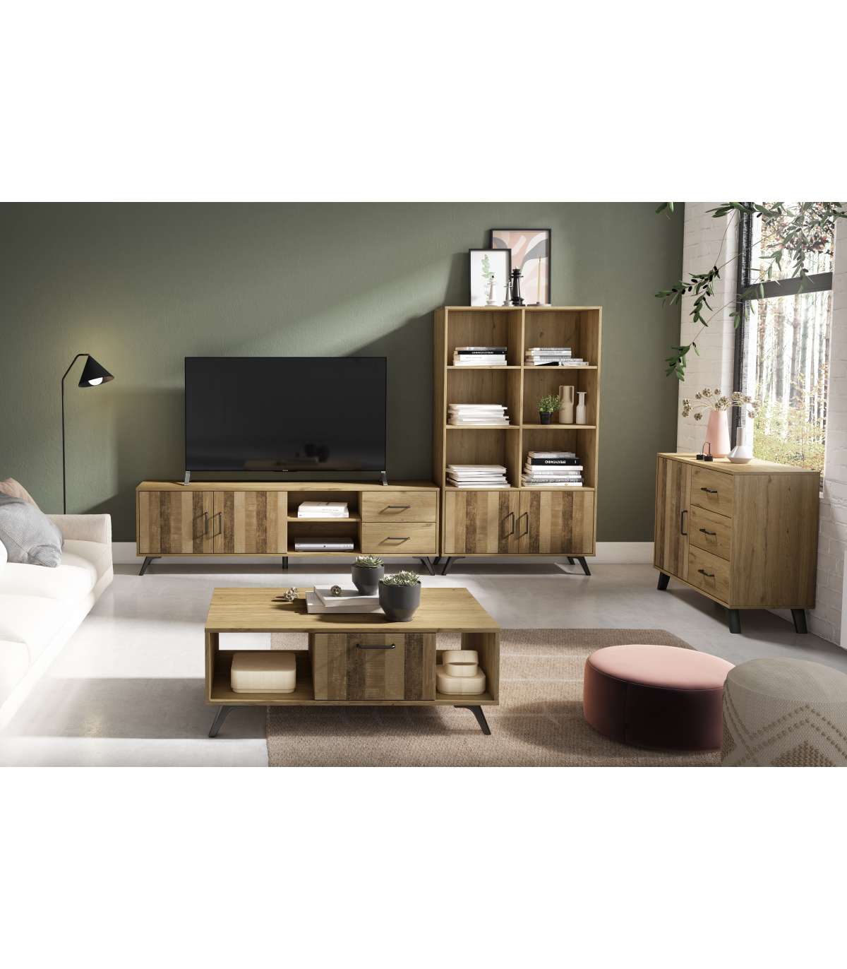 Mueble Televisión Nora 2 Puertas 2 Cajones Acabado Natural, 180.5cm(ancho) 53.1cm(alto) 4_1