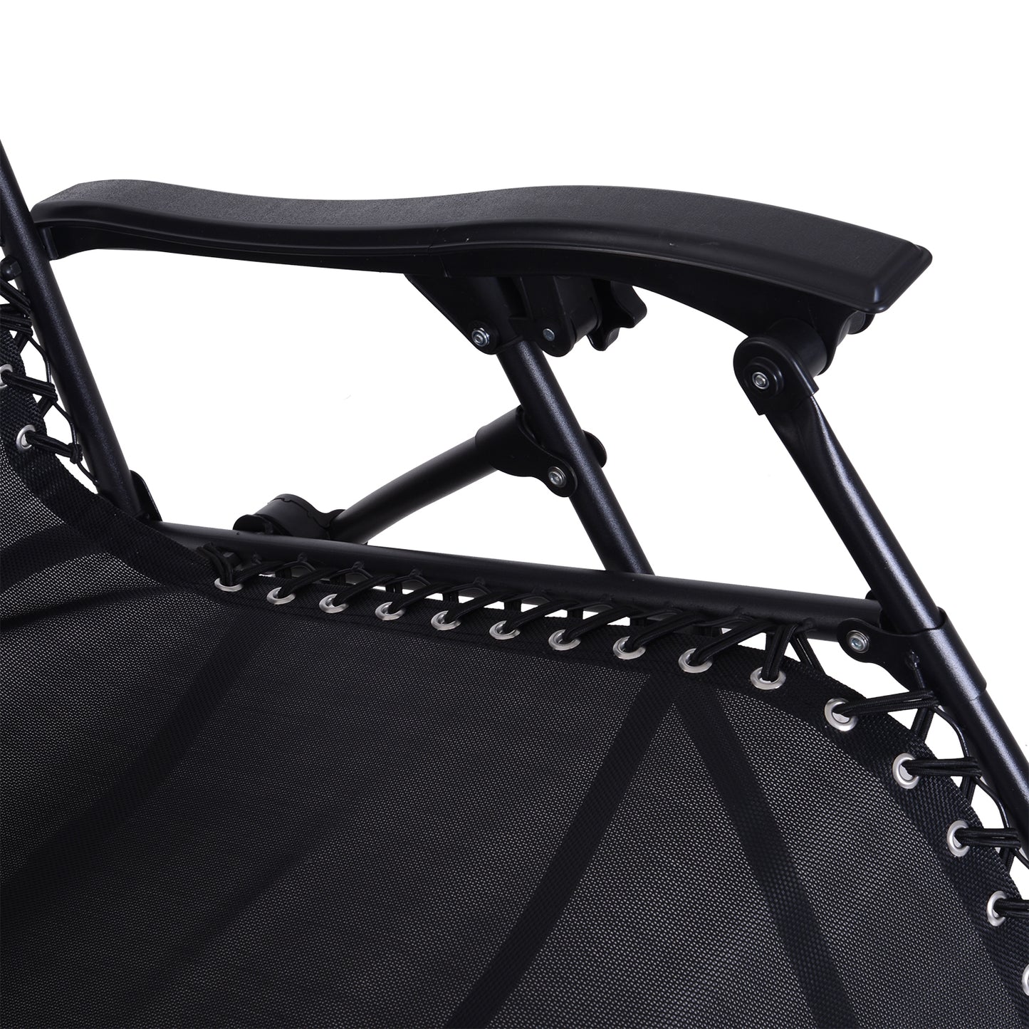 Outsunny 2 Sillas De Gravedad Cero Plegables Mesa Auxiliar Con Portavasos Negro_4