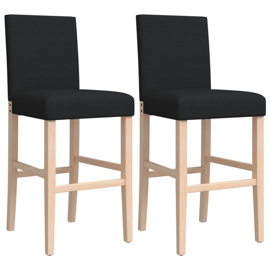 Taburetes Altos 2 Uds Madera Maciza De Caucho Y Tela_0