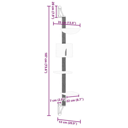 Vidaxl Árbol Rascador Para Gatos De Pared Gris Claro 187 Cm_2