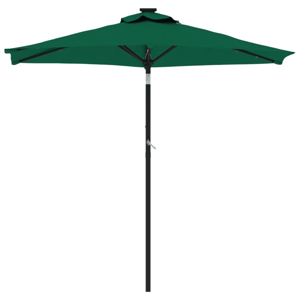 Vidaxl Sombrilla Jardín Con Luces Led Poste Acero Verde 225x225x212 Cm_3