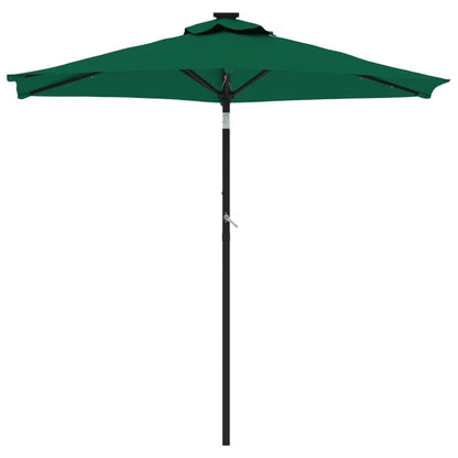 Vidaxl Sombrilla Jardín Con Luces Led Poste Acero Verde 225x225x212 Cm_3
