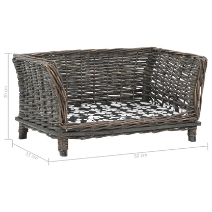 Vidaxl Cesta Para Perros Con Cojín Sauce Natural Gris 50x33x30 Cm_2