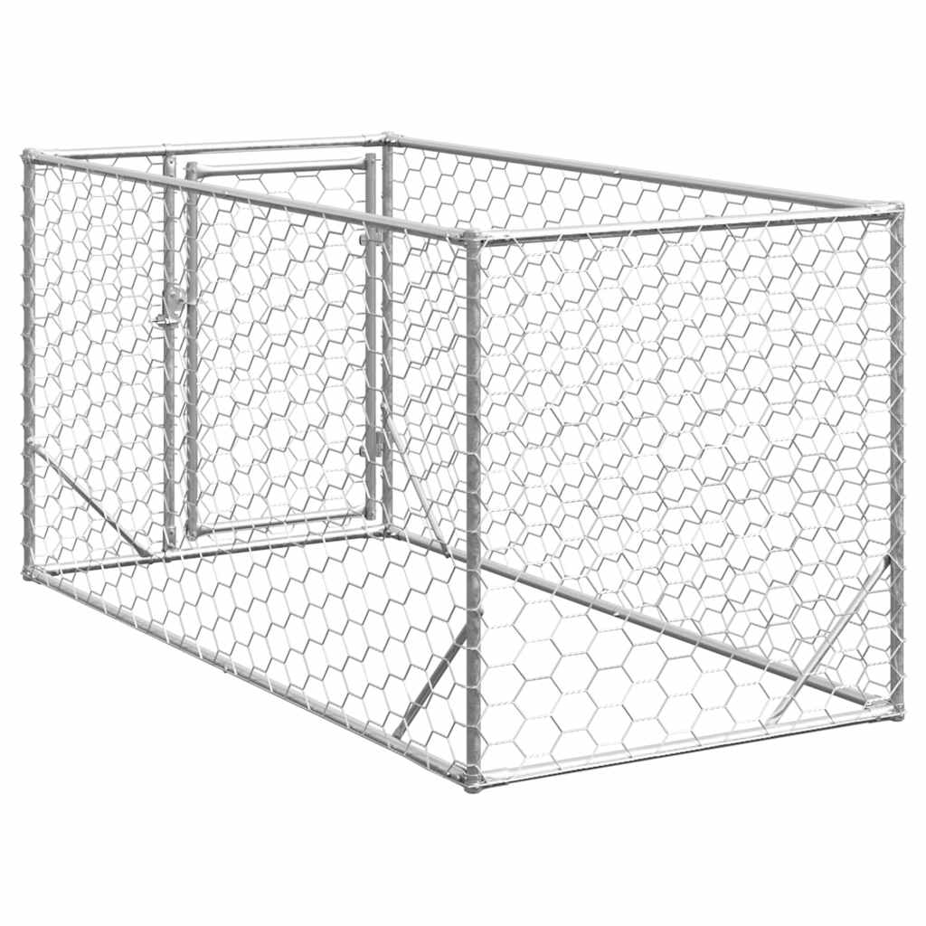 Caseta Para Perros De Exterior Con Puerta 2x1x1 M De Acero Galvanizado_4