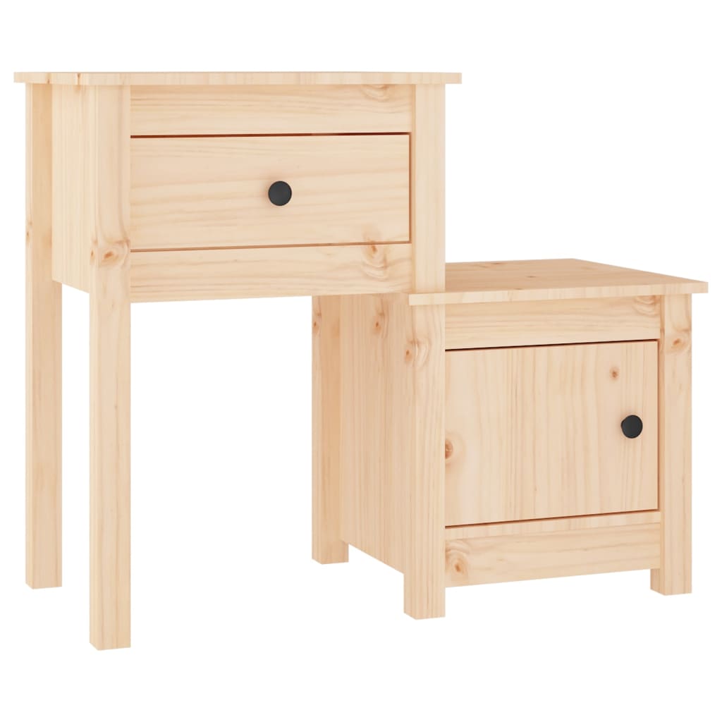 Mesita De Noche Madera Maciza De Pino 79,5x38x65,5 Cm_0