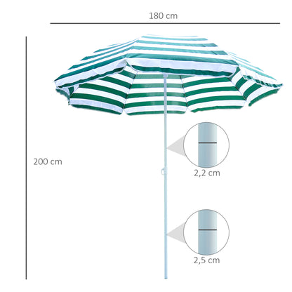 Sombrilla De Playa Outsunny Tela Poliéster, Metal Verde Y Blanco 180x180x200 Cm_2