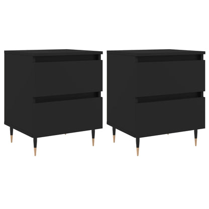 Mesitas De Noche 2 Uds Madera De Ingeniería Negro 40x35x50 Cm_0