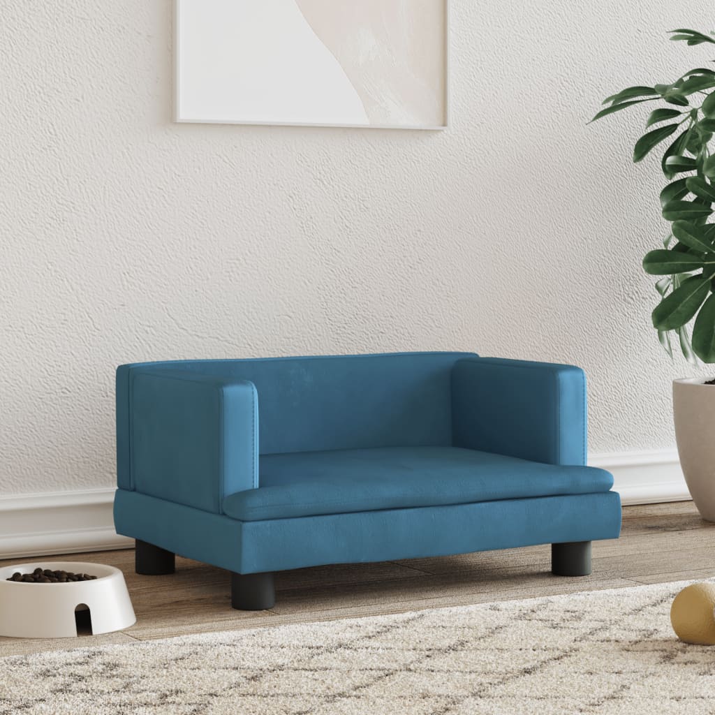 Cama Para Perros De Terciopelo Azul 60x40x30 Cm / Vetonek_5