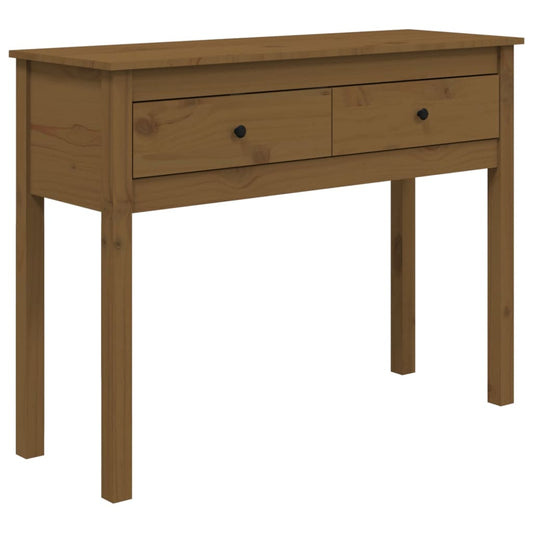 Mesa Consola De Madera Maciza De Pino Marrón Miel 100x35x75 Cm_0