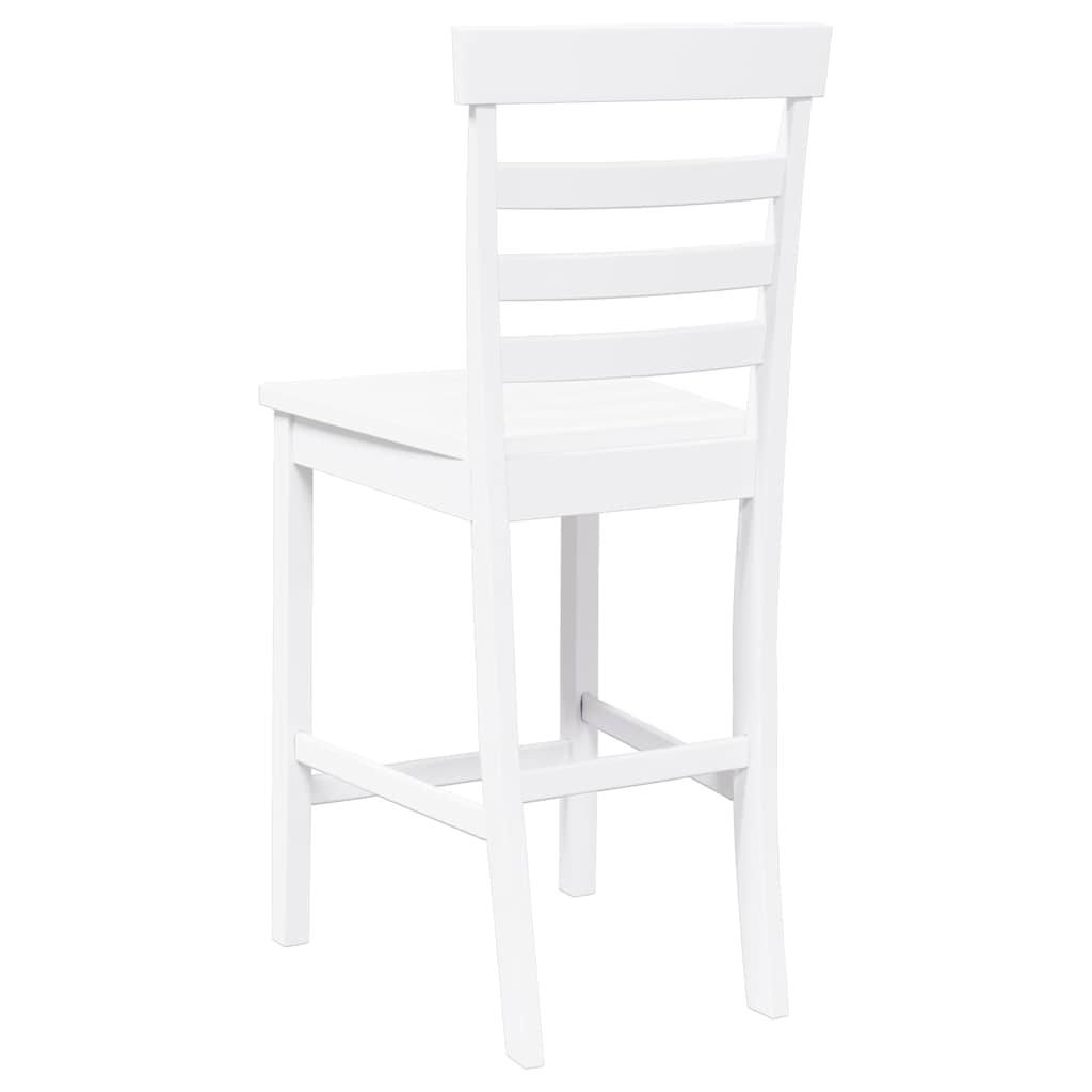 Taburetes De Bar 2 Uds Madera Maciza Blanca Caucho_5