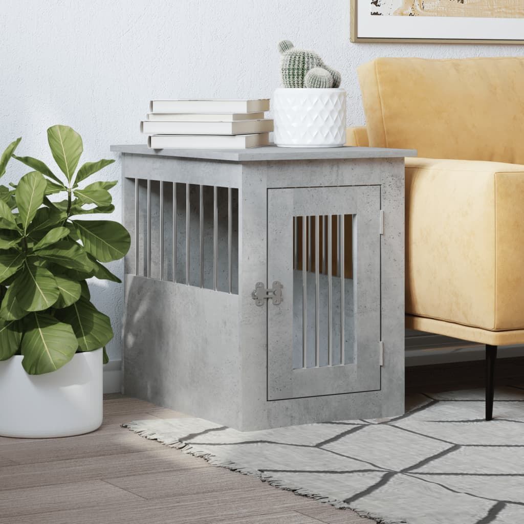 Vidaxl Jaula Para Perros Madera Ingeniería Gris Hormigón 45x62x59 Cm_1