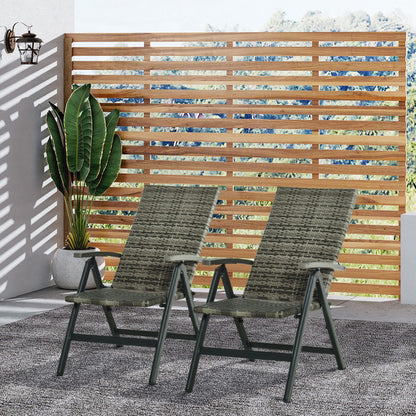 Outsunny Conjunto 2 Sillas Plegable Ratán En 5 Posiciones Reclinable 59x68x107cm_1