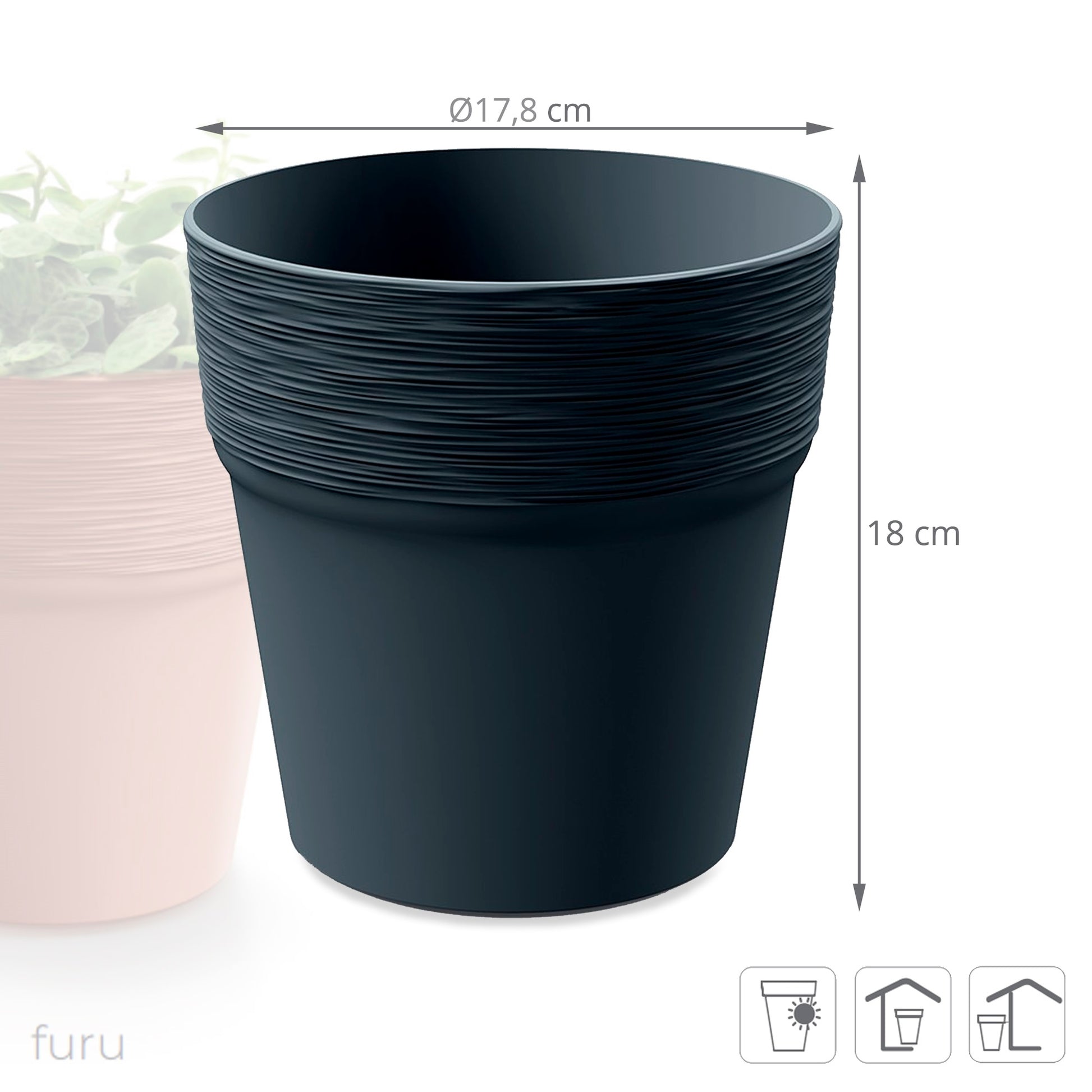 Maceta Furu , Dimensiones (mm) 178x178x180, Color Antracita_1