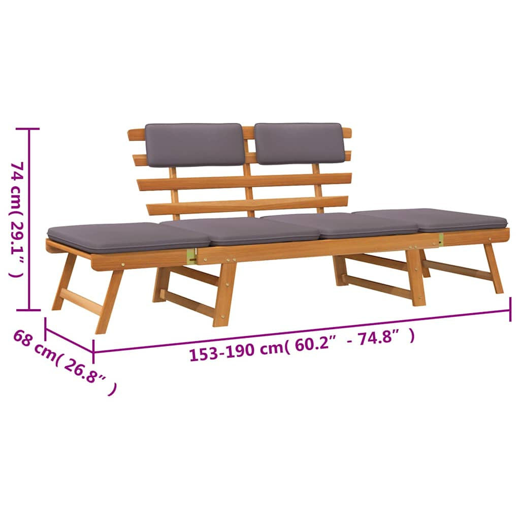 Vidaxl Sofá Cama De Jardín 2 En 1 Con Cojín Madera Maciza Acacia 190cm_2