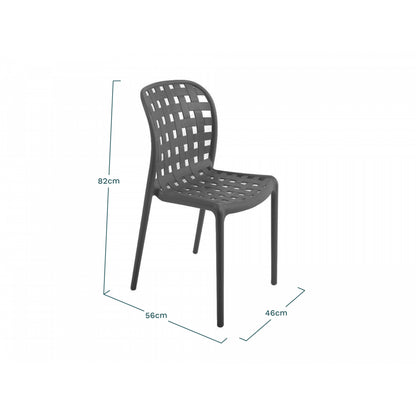 Juego De 4 Sillas De Jardín Apilables De Polipropileno De Carbono Negro Calado Corfu - Muebles De Jardín - 46x56xh82cm_4