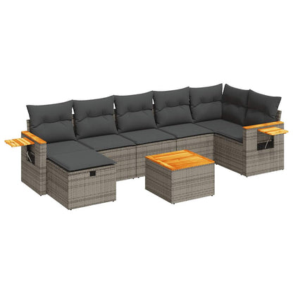 Set De Sofás De Jardín Y Cojines 8 Piezas Ratán Sintético Gris / Vetonek_2