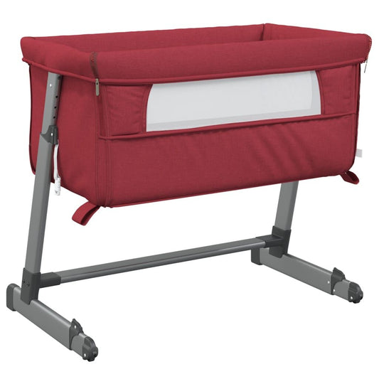 Vidaxl Cuna Con Colchón Tela De Lino Rojo_0