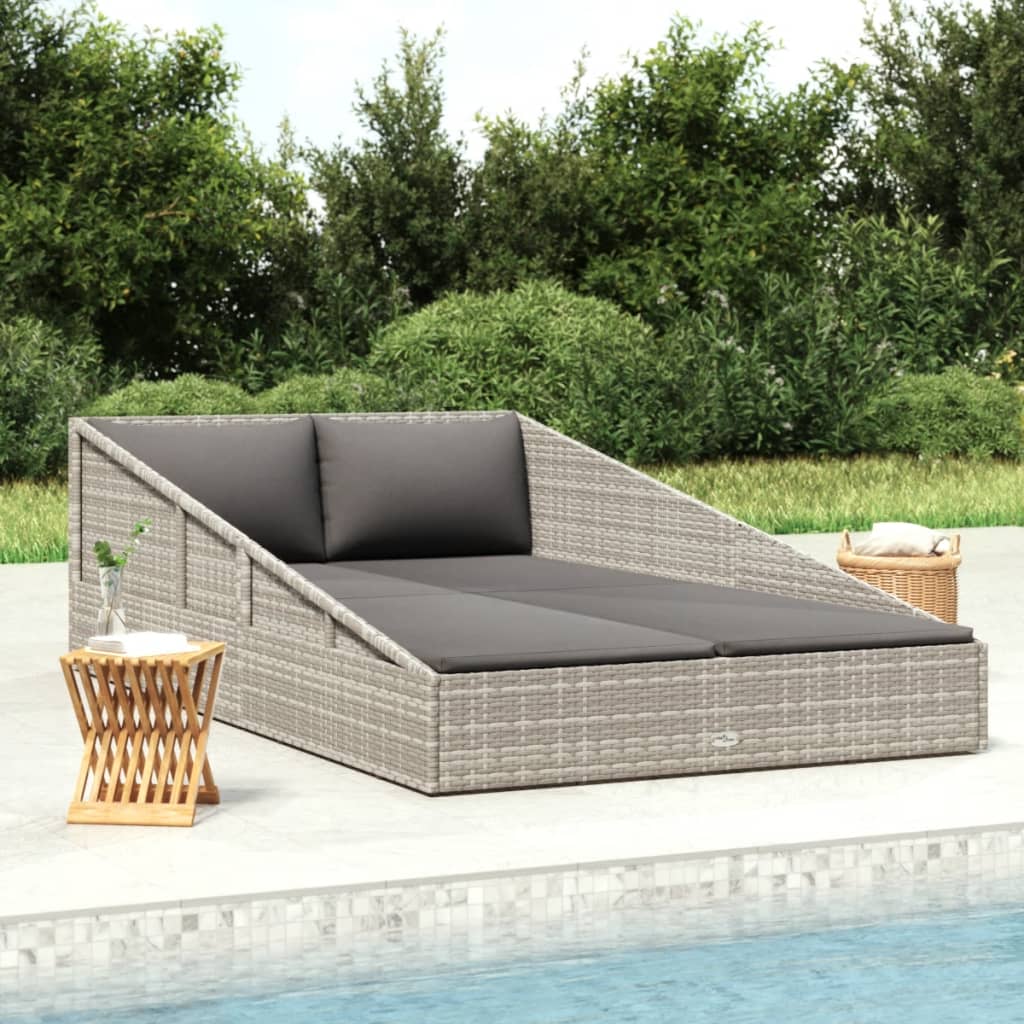 Vidaxl Tumbona Cama De Jardín Ratán Sintético Gris 110x200 Cm_5