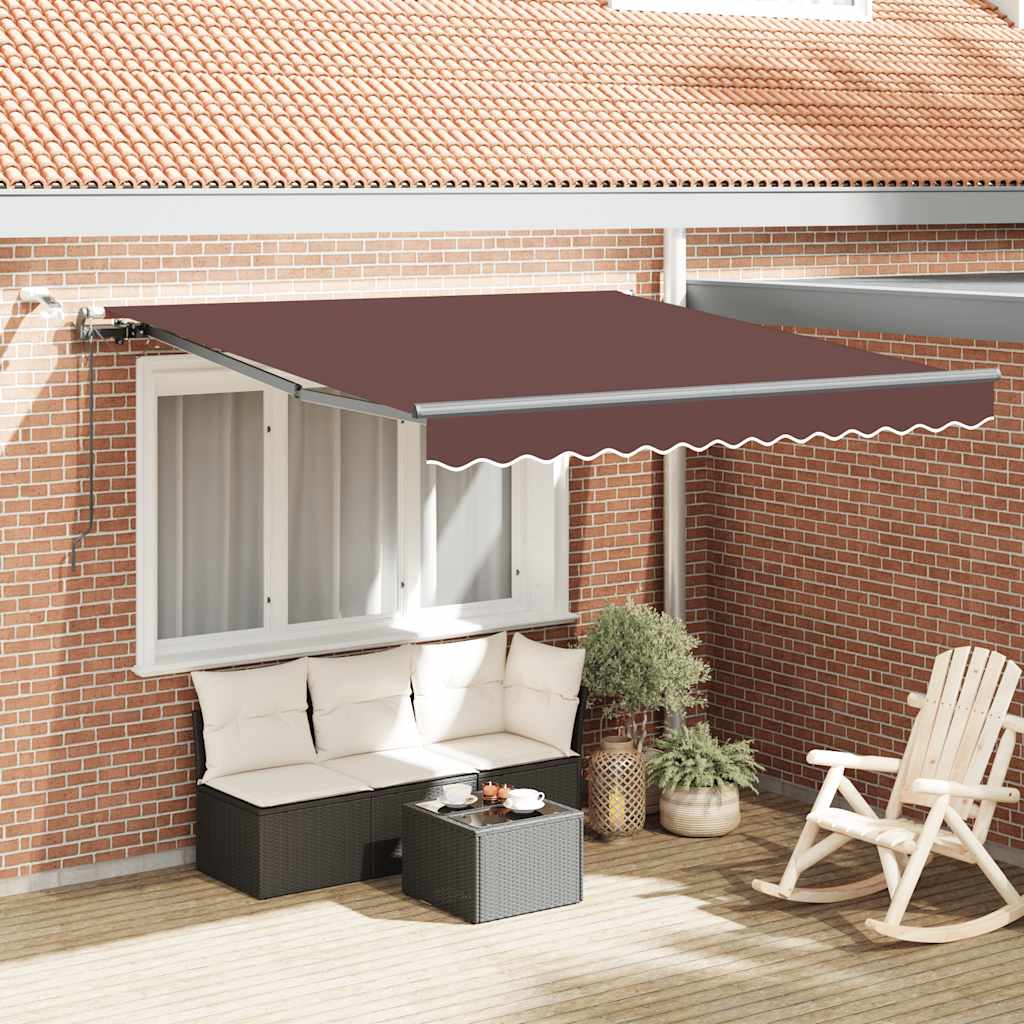 Toldo Retráctil Automático Con Luces Led Marrón 300x250 Cm_1