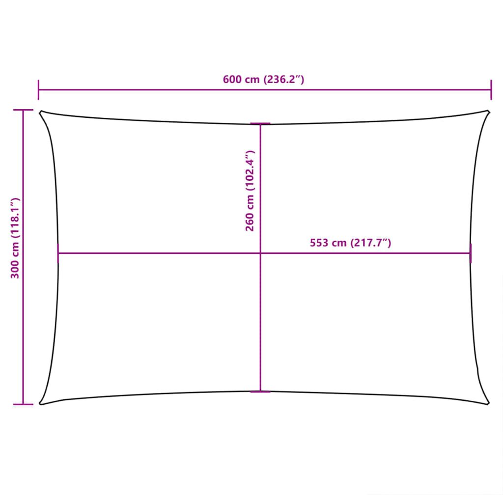 Vidaxl Toldo De Vela Rectangular Tela Oxford Color Crema 3x6 M_2