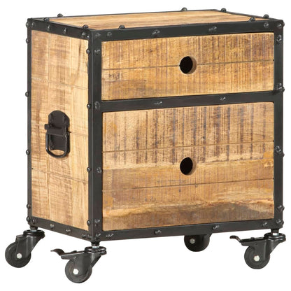 Mesita De Noche De Madera De Mango Rugosa 40x30x50 Cm_2