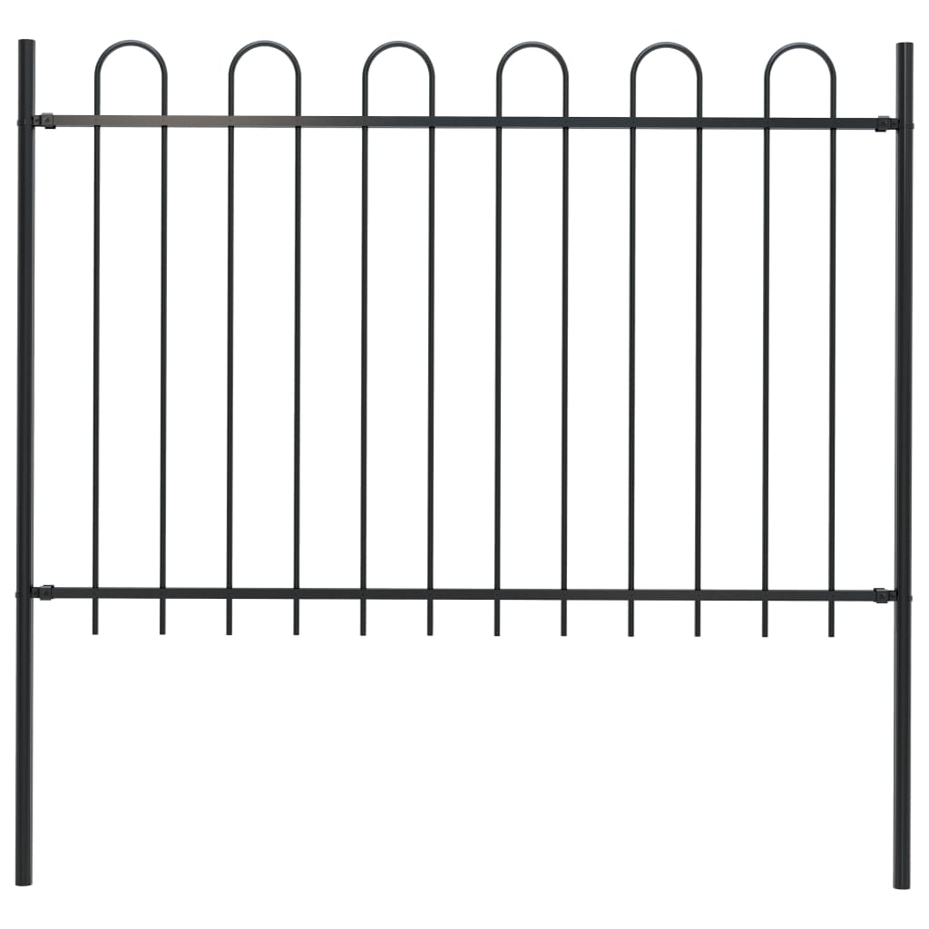 Valla De Jardín Con Puntas De Aro Acero Negro 1,7 M / Vetonek_4