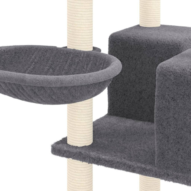 Vidaxl Rascador Para Gatos Con Postes De Sisal Gris Oscuro 167 Cm_5