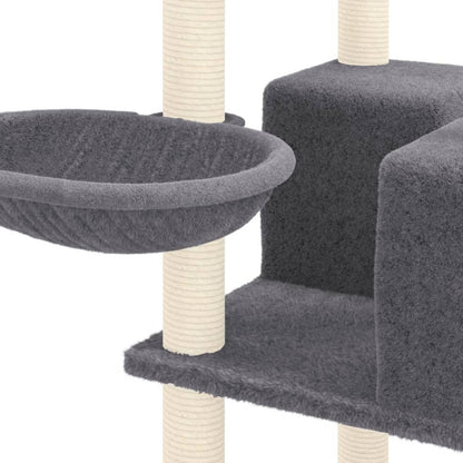 Vidaxl Rascador Para Gatos Con Postes De Sisal Gris Oscuro 167 Cm_5