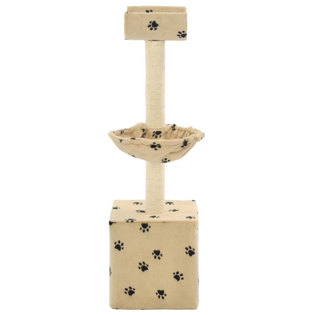 Vidaxl Rascador Para Gatos Poste De Sisal 105 Cm Huellas Beige_2