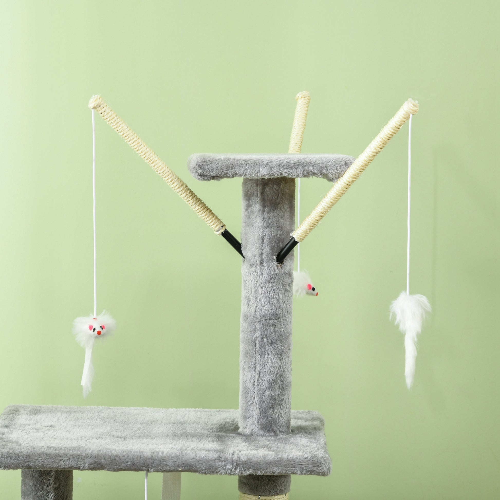 Pawhut Árbol Rascador Para Gatos Con Nidos Plataformas 50x35x134,2 Cm Gris_4
