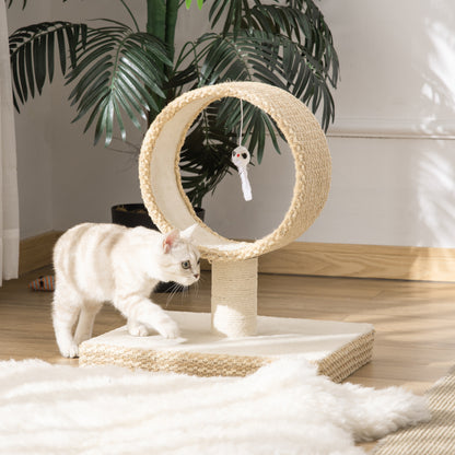 Pawhut Árbol Para Gatos Pequeño Con Túnel Poste Rascador Yute Juguete Colgante_1