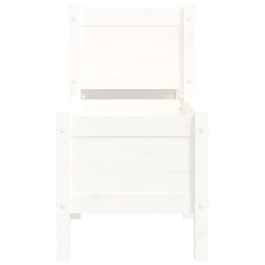 Jardinera De Madera De Pino Maciza Blanca 178,5x44x75 Cm_4