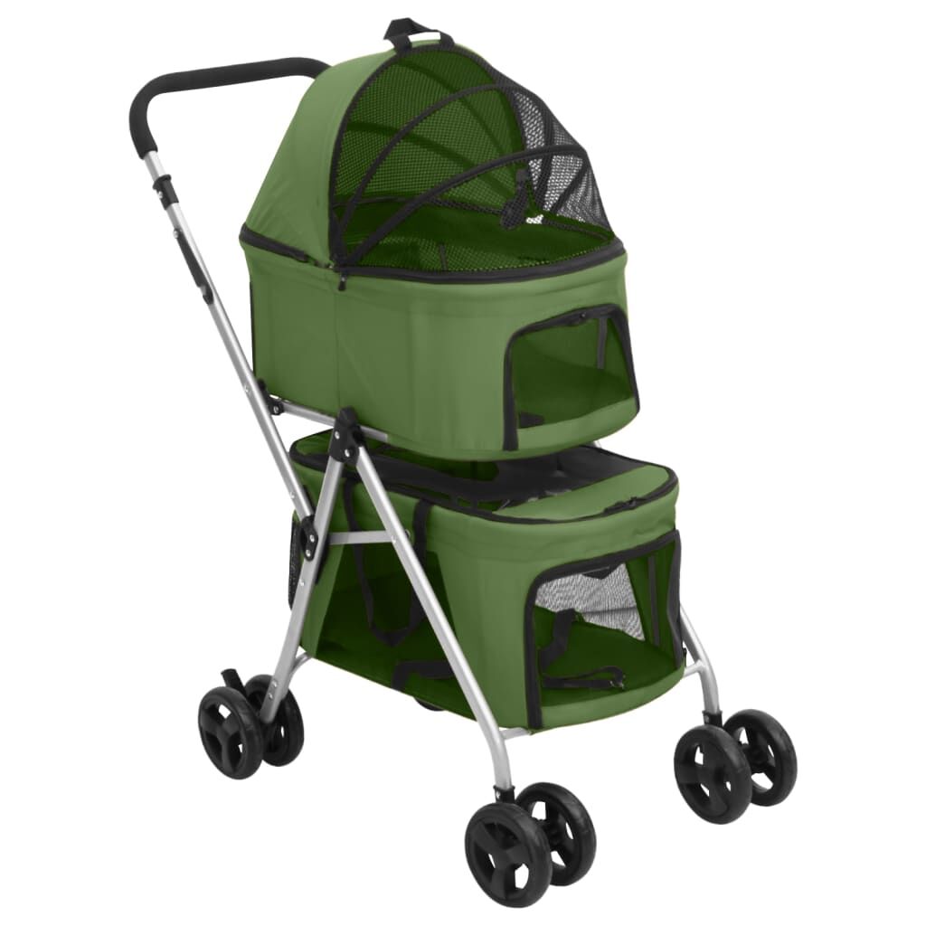 Vidaxl Cochecito Doble De Perros Plegable Tela Oxford Verde 83x48x97cm_0