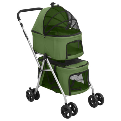 Vidaxl Cochecito Doble De Perros Plegable Tela Oxford Verde 83x48x97cm_0