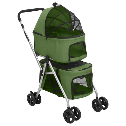 Vidaxl Cochecito Doble De Perros Plegable Tela Oxford Verde 83x48x97cm_0
