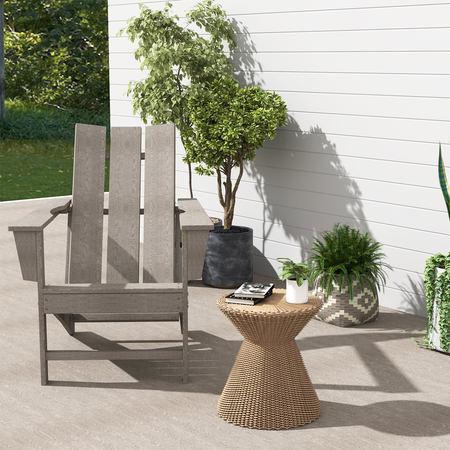 Outsunny Silla Adirondack Exterior Carga 120 Kg 75x83x90 Cm Gris Oscuro_1