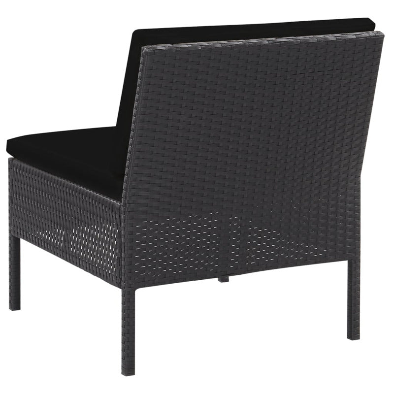 Vidaxl Set De Sofás De Jardín 5 Piezas Y Cojines Ratán Sintético Negro_5